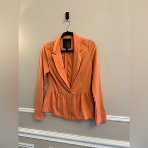 GUESS Orange Peplum Blazer with single Button Closure